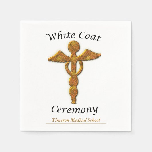 White Coat Ceremony Gold Medical, Square Gift Item Servetten (Voorkant)