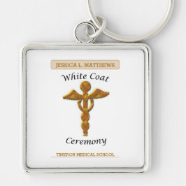 White Coat Ceremony Gold Medical, Square Gift Item Sleutelhanger