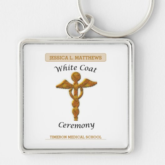 White Coat Ceremony Gold Medical, Square Gift Item Sleutelhanger (Voorkant)