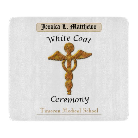 White Coat Ceremony Gold Medical, Square Gift Item Snijplank (Voorkant)