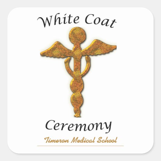White Coat Ceremony Gold Medical, Square Gift Item Vierkante Sticker (Voorkant)