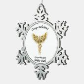 White Coat Ceremony Gold Medical Tin Sneeuwvlok Ornament (Rechts)