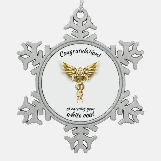 White Coat Ceremony Gold Medical Tin Sneeuwvlok Ornament (Voorkant)