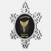 White Coat Ceremony Gold Medical Tin Sneeuwvlok Ornament (Rechts)