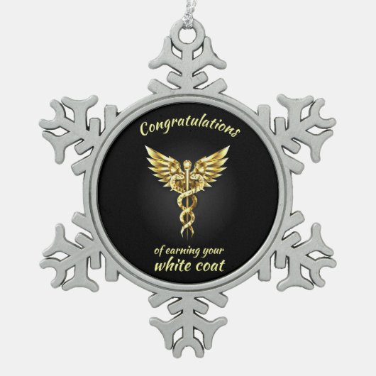 White Coat Ceremony Gold Medical Tin Sneeuwvlok Ornament (Voorkant)