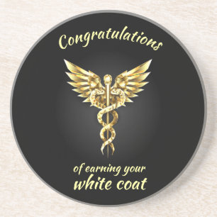 White Coat Ceremony Gold Medical Zandsteen Onderzetter