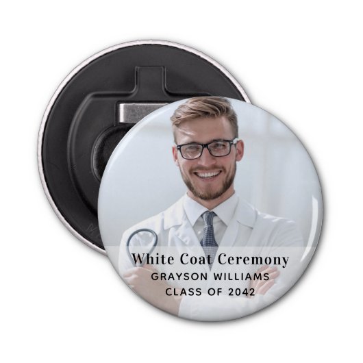 White Coat Ceremony Medical Foto Button Flesopener (Voorkant)
