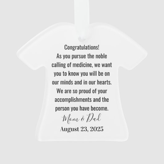 White Coat Ceremony Ornament (achterkant)