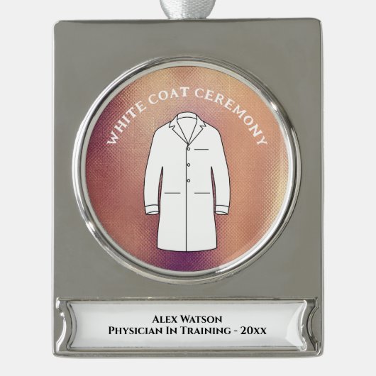 White Coat Ceremony Rosegold Physician Doctor Verzilverd Banner Ornament (Voorkant)