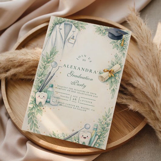 White Coat Dentist Graduation Celebration Kaart