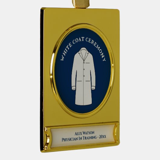 White Coat Medical Science Arts Verguld Banner Ornament (Rechts)