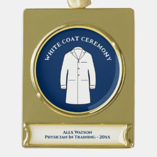 White Coat Medical Science Arts Verguld Banner Ornament