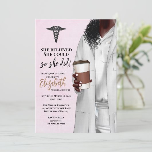 White Coat Medische School Afstuderen Uitnodiging (Staand voorkant)