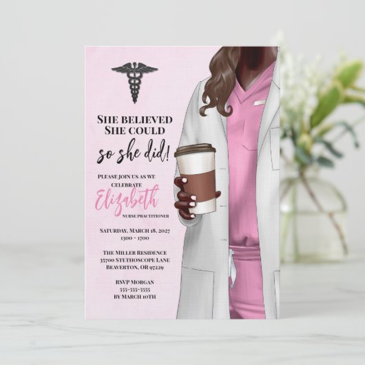 White Coat Medische School Afstuderen Uitnodiging (Staand voorkant)