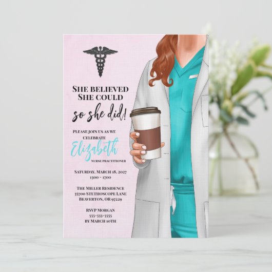 White Coat Medische School Afstuderen Uitnodiging (Staand voorkant)