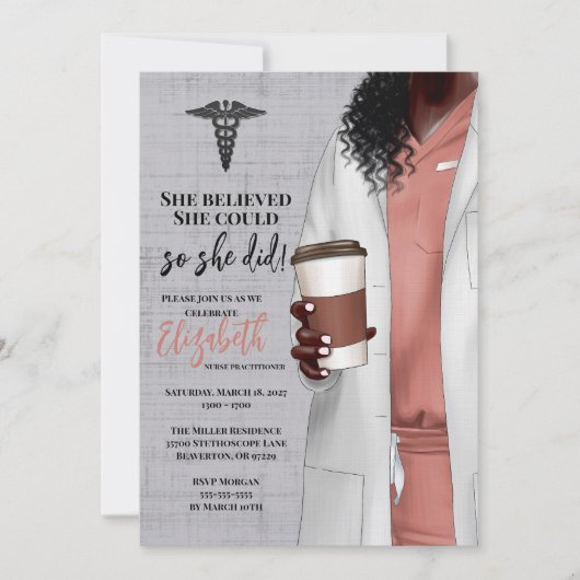 White Coat Medische School Afstuderen Uitnodiging (Voorkant)