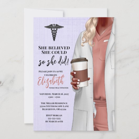 White Coat Medische School Afstuderen Uitnodiging (Voorkant)