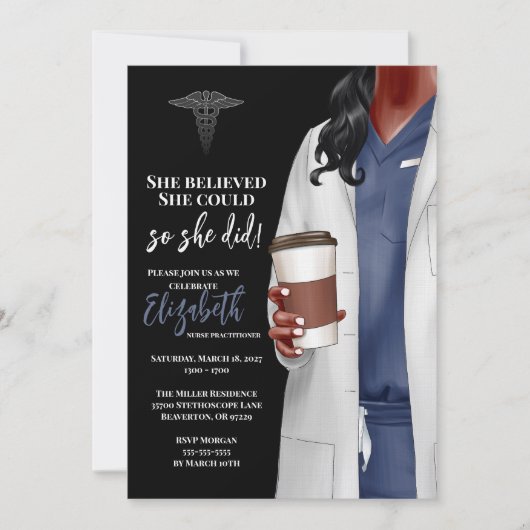 White Coat Medische School Afstuderen Uitnodiging (Voorkant)