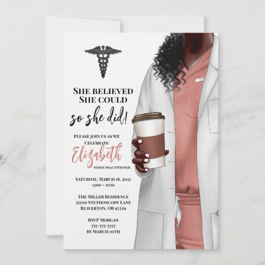 White Coat Medische School Afstuderen Uitnodiging (Voorkant)