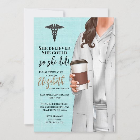 White Coat Medische School Afstuderen Uitnodiging (Voorkant)