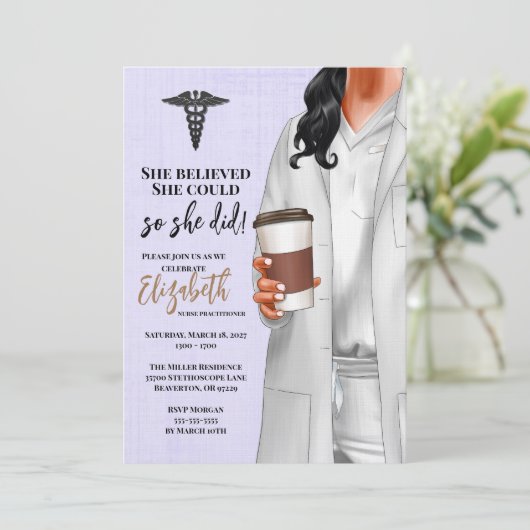 White Coat Medische School Afstuderen Uitnodiging (Staand voorkant)