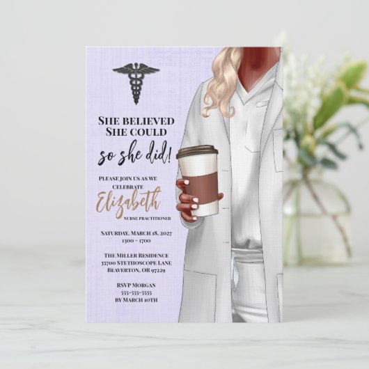 White Coat Medische School Afstuderen Uitnodiging (Staand voorkant)