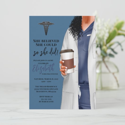 White Coat Medische School Afstuderen Uitnodiging (Staand voorkant)