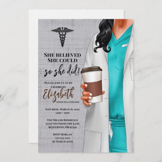 White Coat Medische School Afstuderen Uitnodiging (Voorkant / Achterkant)