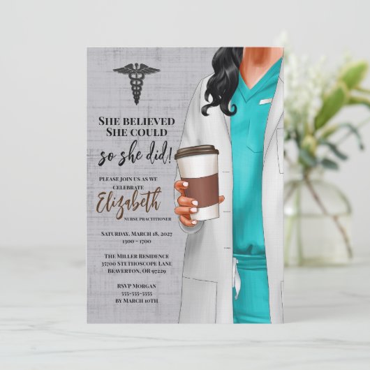 White Coat Medische School Afstuderen Uitnodiging (Staand voorkant)