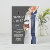 White Coat Medische School Afstuderen Uitnodiging (Staand voorkant)