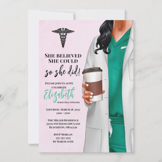 White Coat Medische School Afstuderen Uitnodiging (Voorkant)