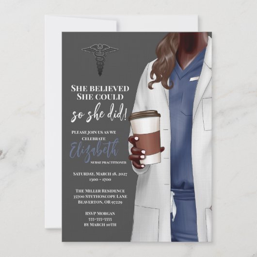 White Coat Medische School Afstuderen Uitnodiging (Voorkant)