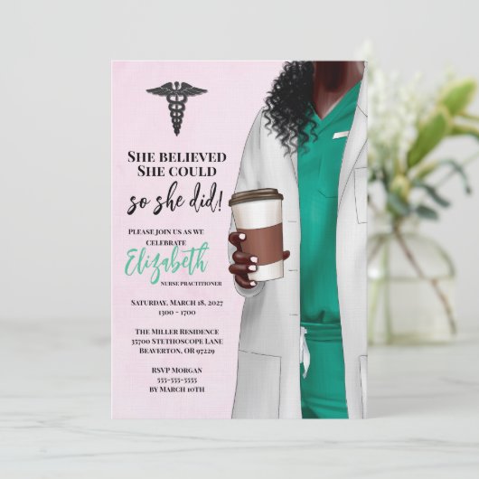 White Coat Medische School Afstuderen Uitnodiging (Staand voorkant)