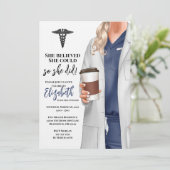 White Coat Medische School Afstuderen Uitnodiging (Staand voorkant)