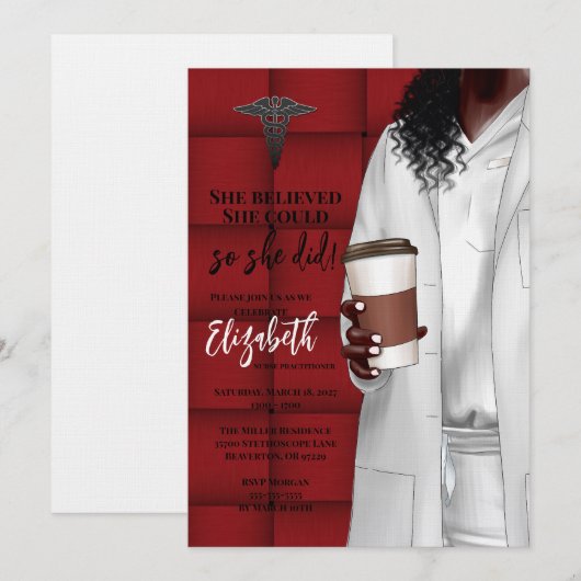 White Coat Medische School Afstuderen Uitnodiging (Voorkant / Achterkant)
