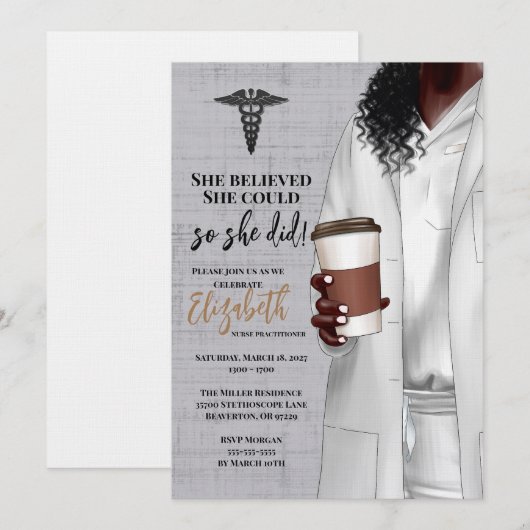 White Coat Medische School Afstuderen Uitnodiging (Voorkant / Achterkant)