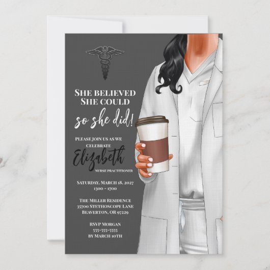 White Coat Medische School Afstuderen Uitnodiging (Voorkant)