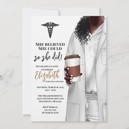 White Coat Medische School Afstuderen Uitnodiging (Voorkant)