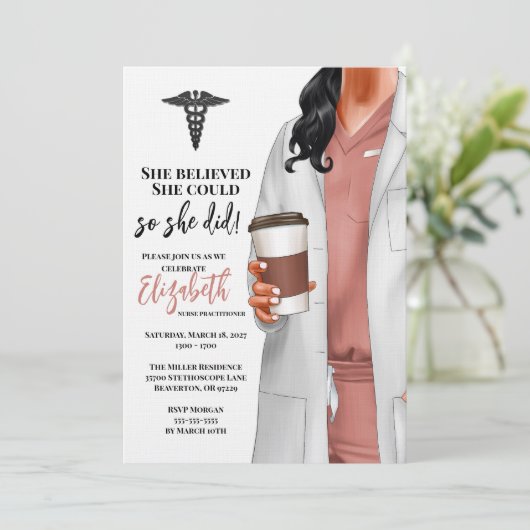 White Coat Medische School Afstuderen Uitnodiging (Staand voorkant)