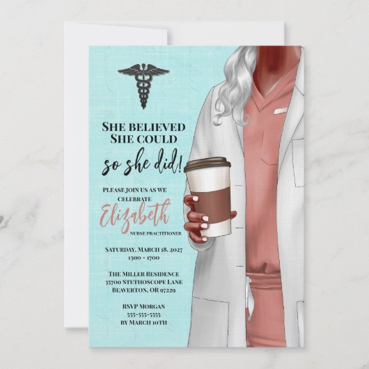 White Coat Medische School Afstuderen Uitnodiging (Voorkant)
