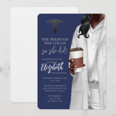 White Coat Medische School Afstuderen Uitnodiging (Voorkant / Achterkant)