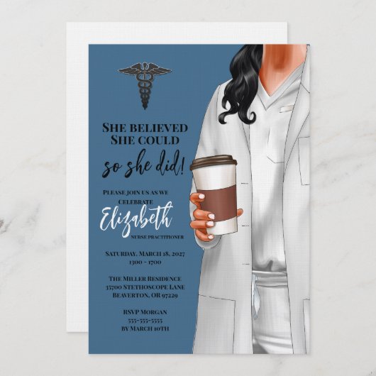 White Coat Medische School Afstuderen Uitnodiging (Voorkant / Achterkant)