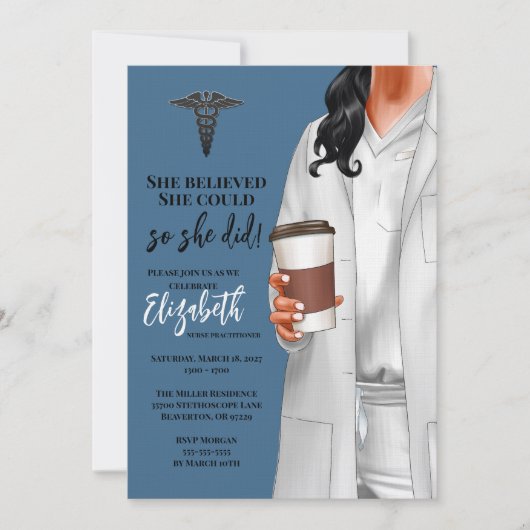 White Coat Medische School Afstuderen Uitnodiging (Voorkant)