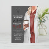 White Coat Medische School Afstuderen Uitnodiging (Staand voorkant)