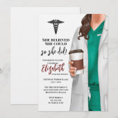 White Coat Medische School Afstuderen Uitnodiging (Voorkant / Achterkant)