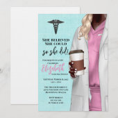 White Coat Medische School Afstuderen Uitnodiging (Voorkant / Achterkant)