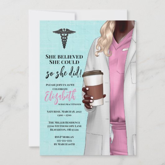 White Coat Medische School Afstuderen Uitnodiging (Voorkant)