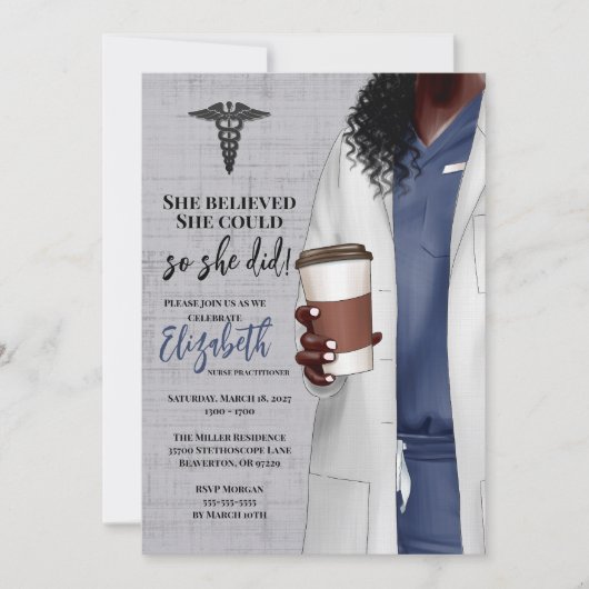 White Coat Medische School Afstuderen Uitnodiging (Voorkant)