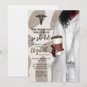 White Coat Medische School Afstuderen Uitnodiging (Voorkant / Achterkant)