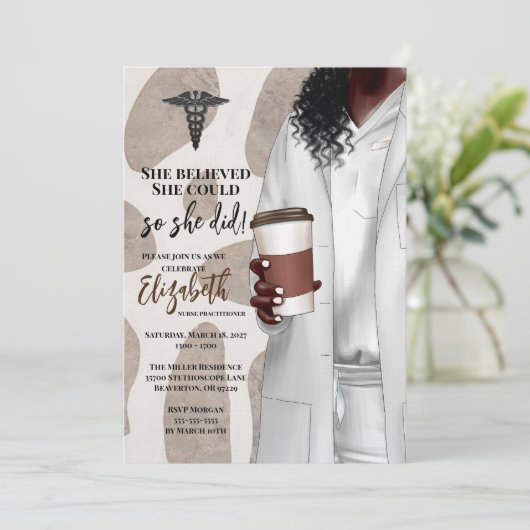 White Coat Medische School Afstuderen Uitnodiging (Staand voorkant)